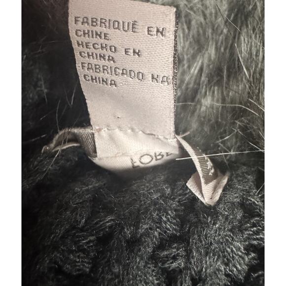 Chunky Cable Knit Y2K Faux Fur Cardigan Sweater Forever 21 Gray XS Whimsigoth - Picture 8 of 9